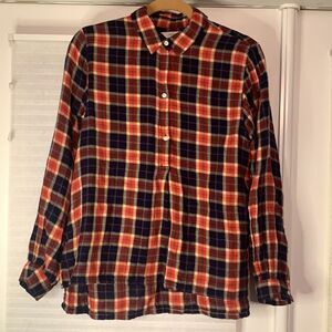 Trovata Birds of Paradise Soft Blue Red Plaid Top Shirt XS